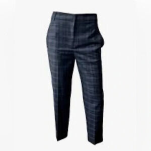TIBI MARVEL PLAID WOOL BLEND STRAIGHT LEG MID RISE WOMENS TROUSER